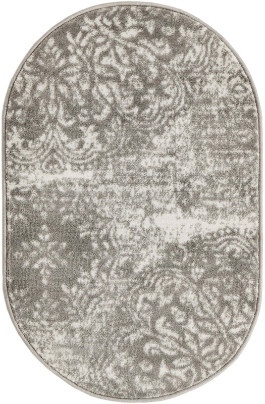 2' x 3' 1 Blakemore · Distressed medallion rug, gray and ivory