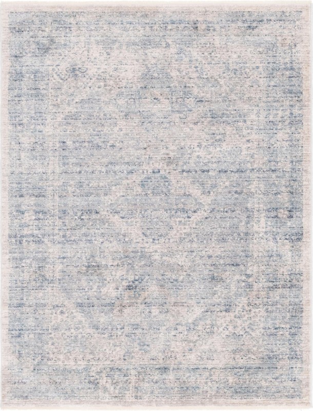 Harbin · Distressed medallion rug, blue and gray