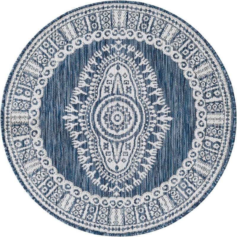 3' x 3' Bainbridge · Border Outdoor Rug, blue