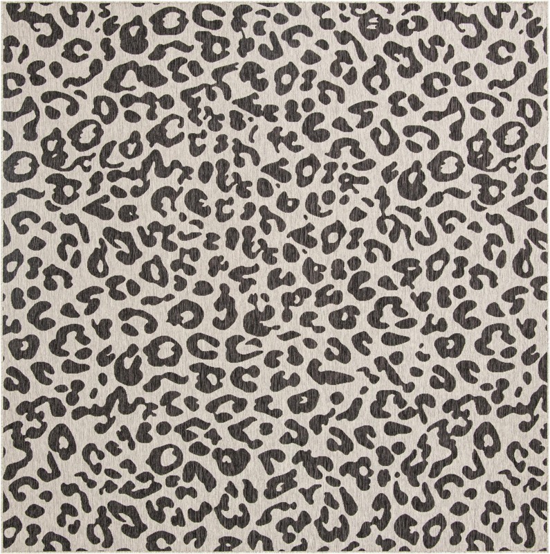 10' x 10' Cardamom · Leopard print Outdoor Rug, gray and cream