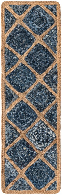 Halsey · Border Braided Jute Rug, blue