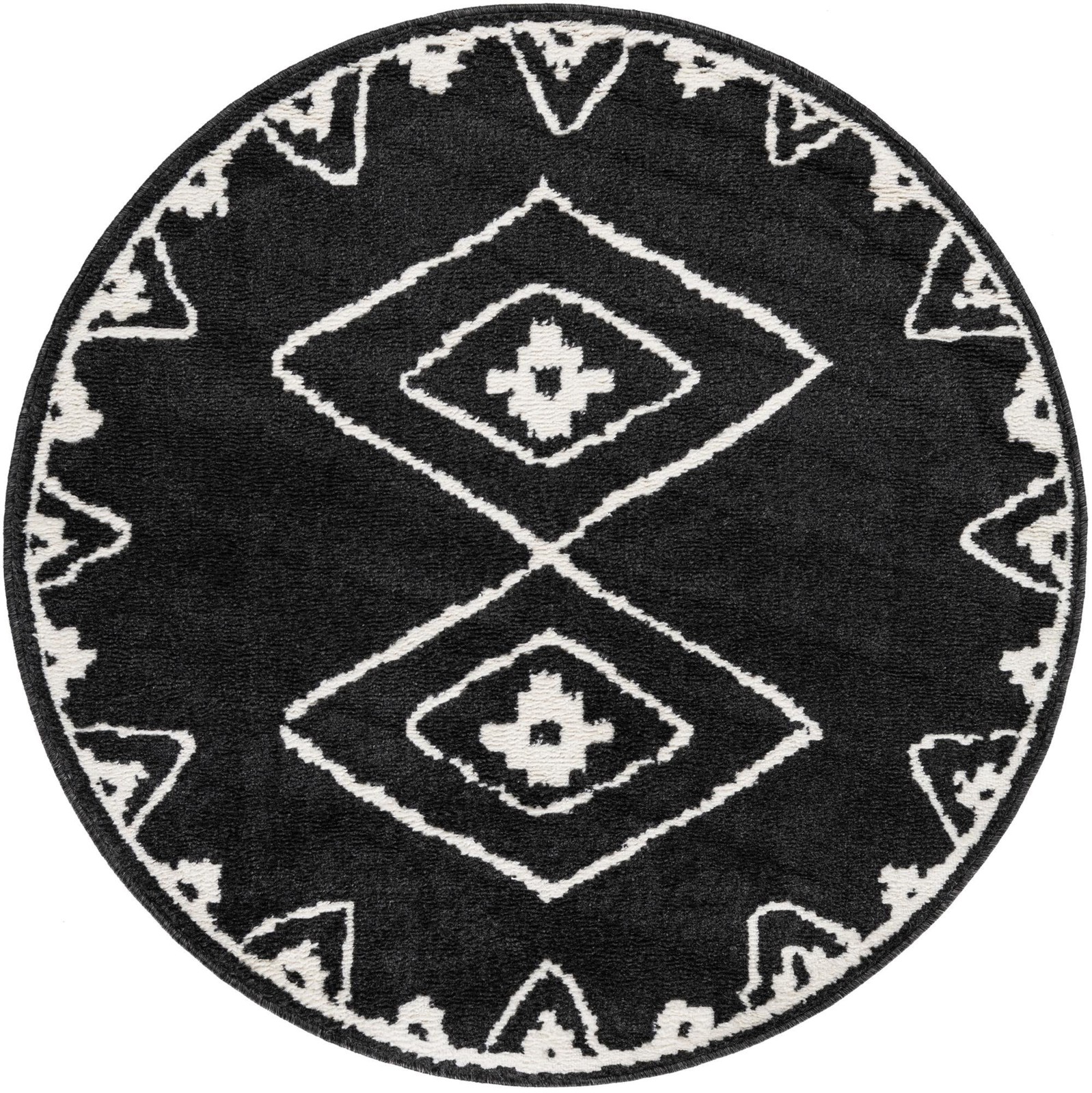 4' x 4' Sumac · Border rug, black