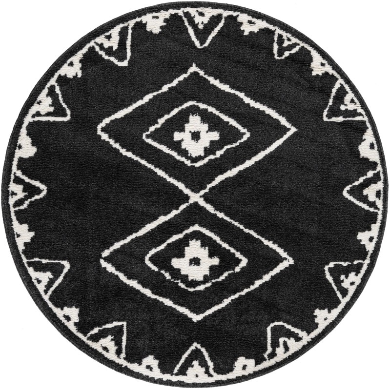 4' x 4' Sumac · Border rug, black