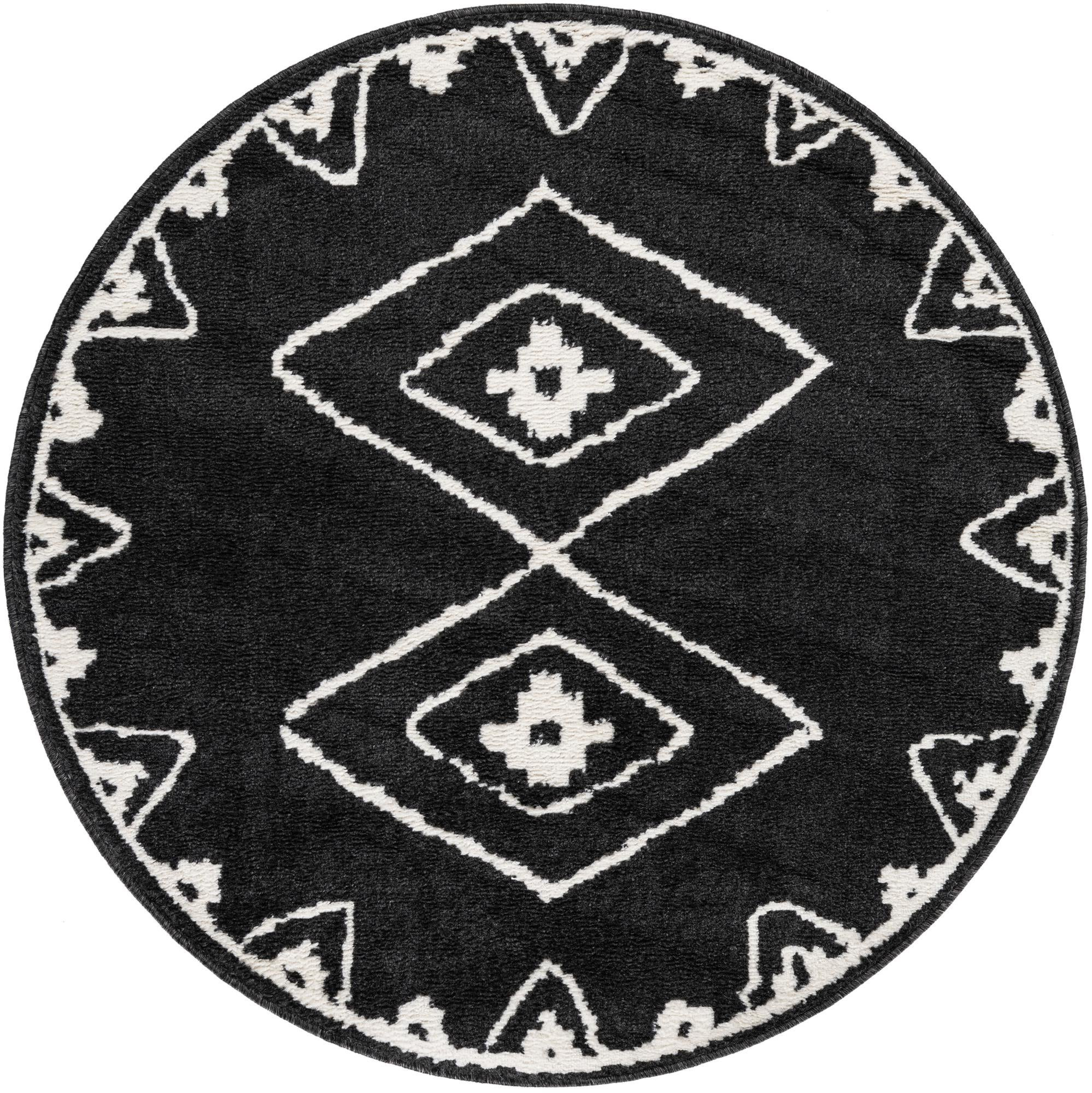 4' x 4' Sumac · Border rug, black