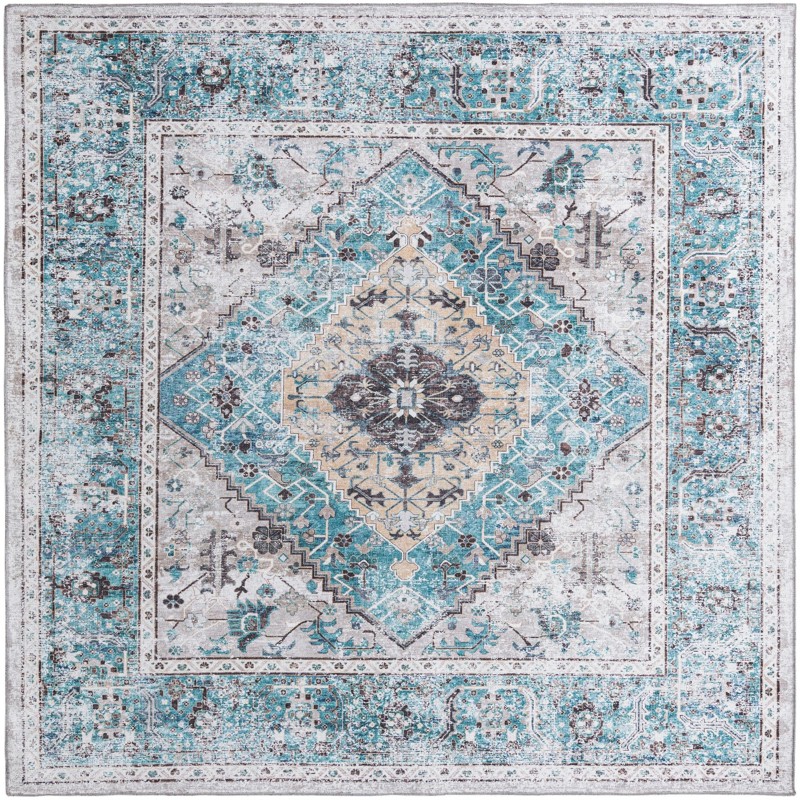 Trillium · Border Washable Rug, seaglass
