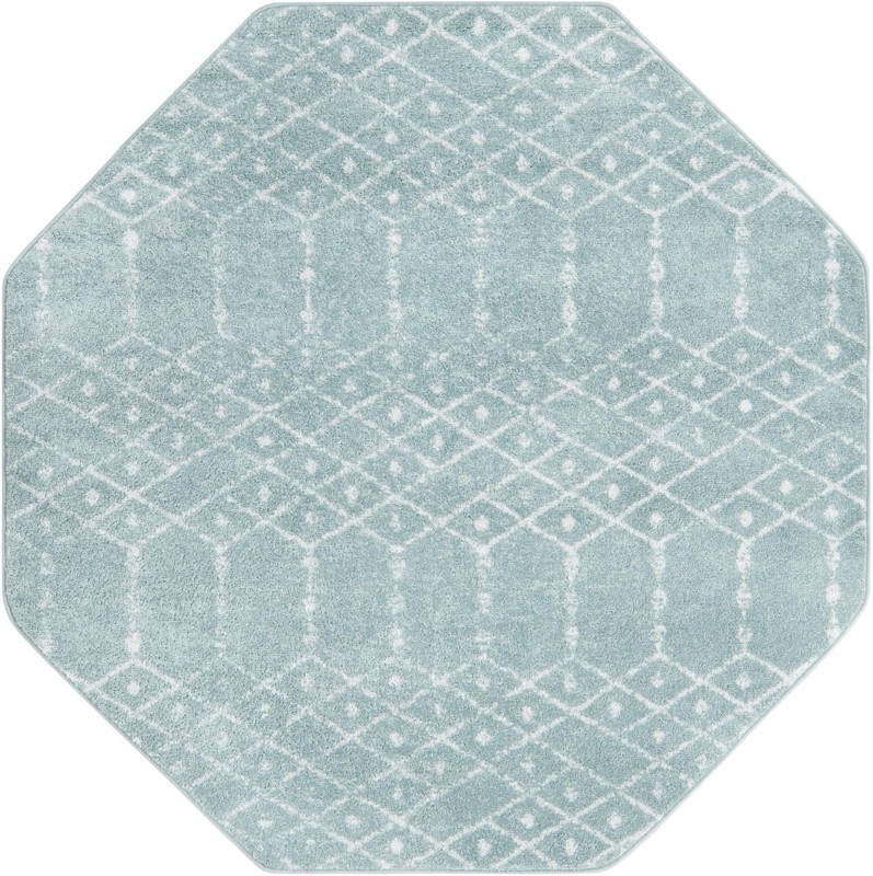 5' 3 x 5' 3 Newcomb · Diamond rug, aqua
