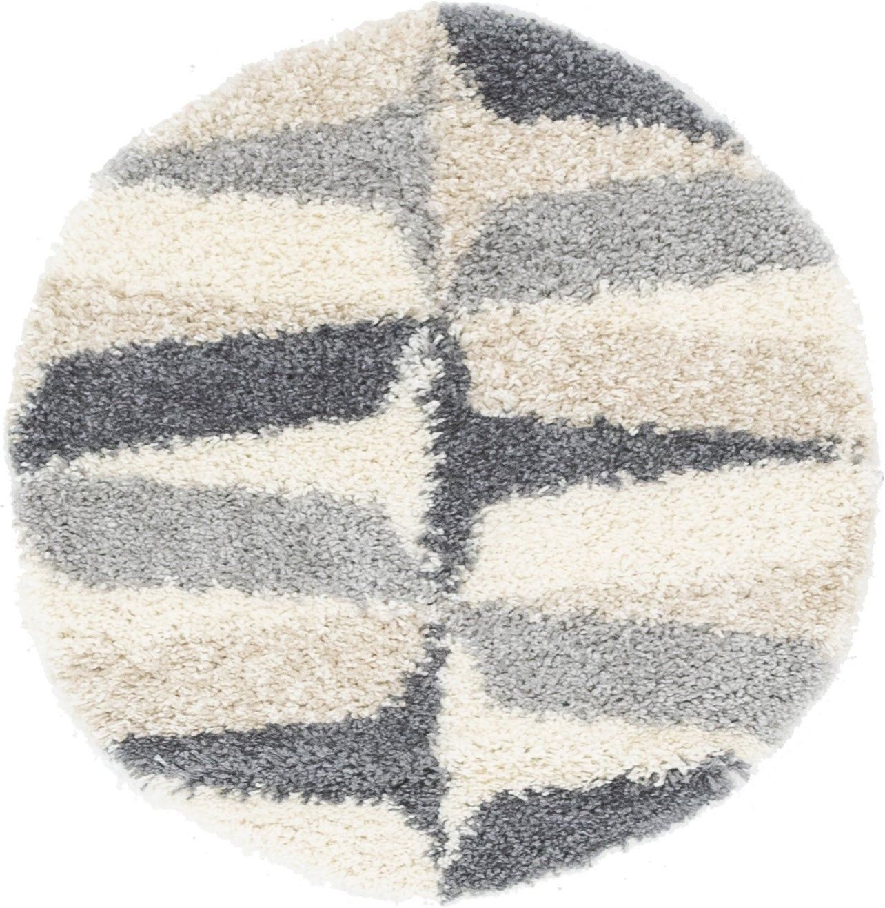 3' 3 x 3' 3 Bridger · Geometric shag rug, gray and ivory
