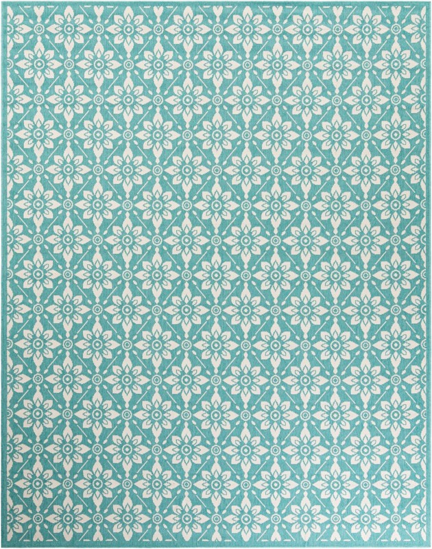 7' 10 x 10' Selwyn · Floral / botanical Outdoor Rug, teal
