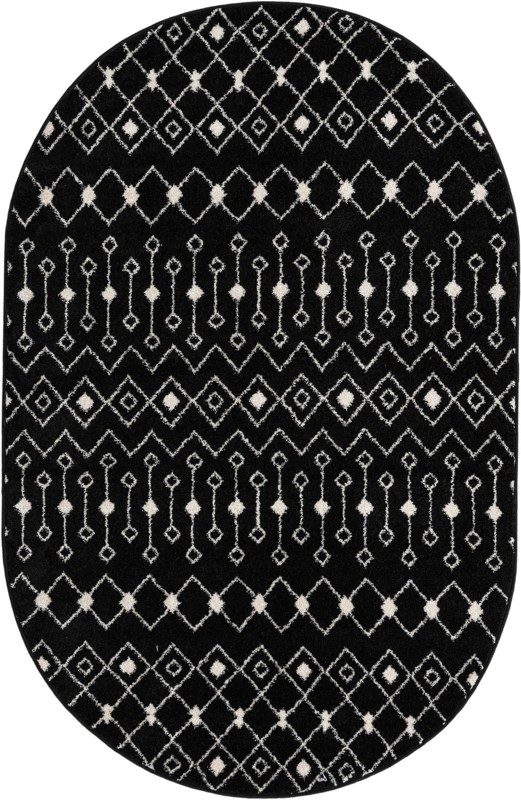 5' 3 x 8' Boswell · Geometric trellis rug, black and white