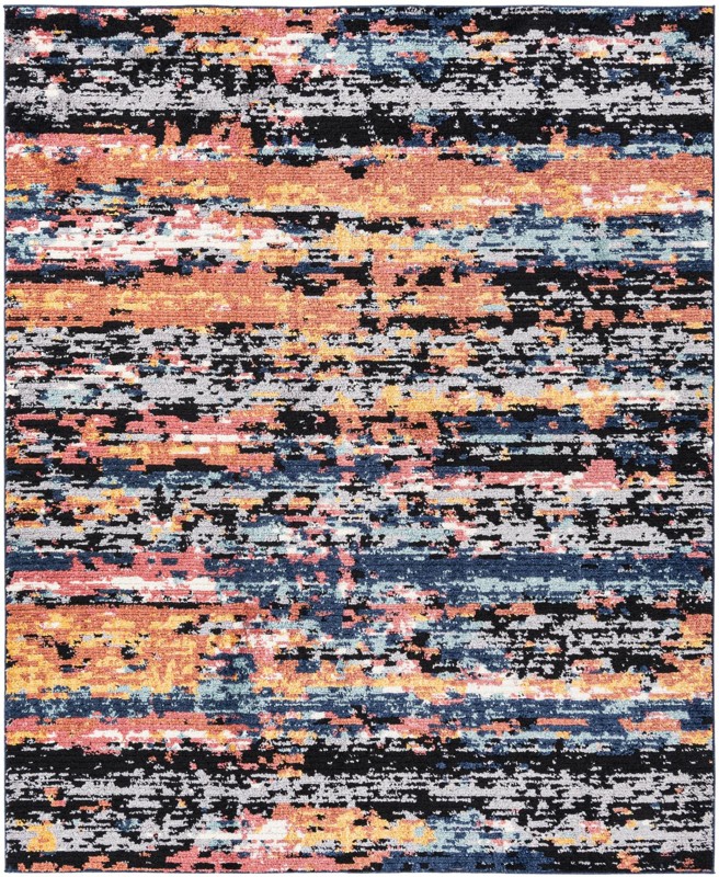 7' 10 x 10' Nelson · Abstract striped rug, multicolor and navy