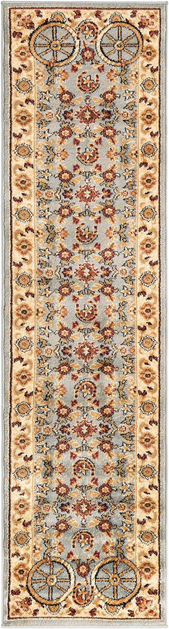 2' x 8' Tabor · Border rug, blue