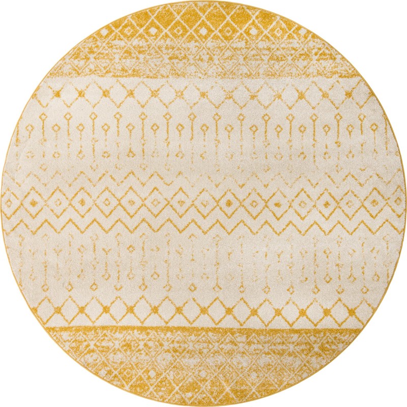 10' x 10' Vernon · Geometric oval rug, yellow and ivory