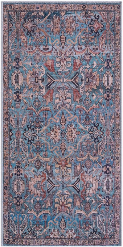 2' x 4' Gaskell · Persian floral rug, blue and rust