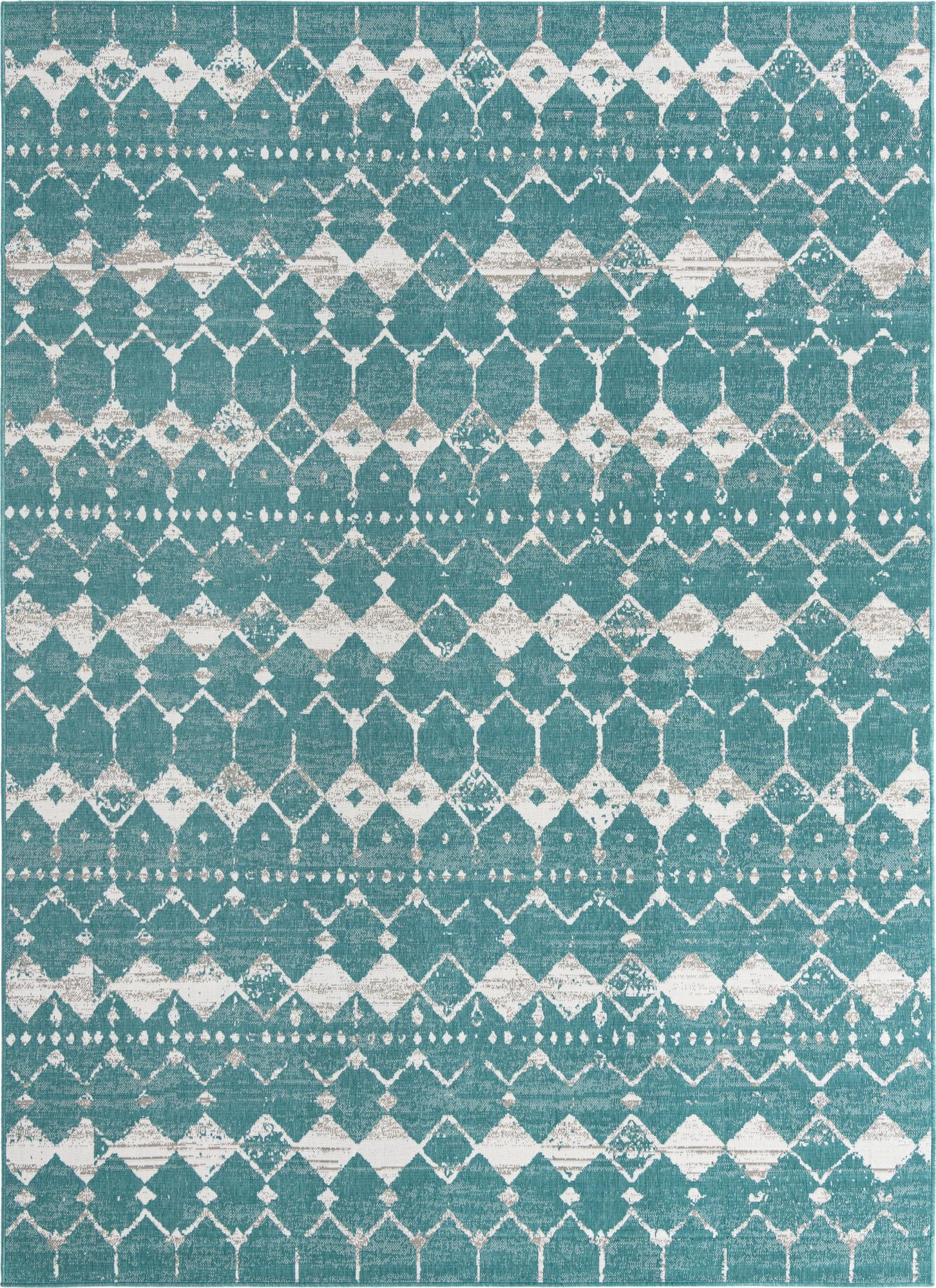 9' x 12' Stowe · Diamond Outdoor Rug, teal
