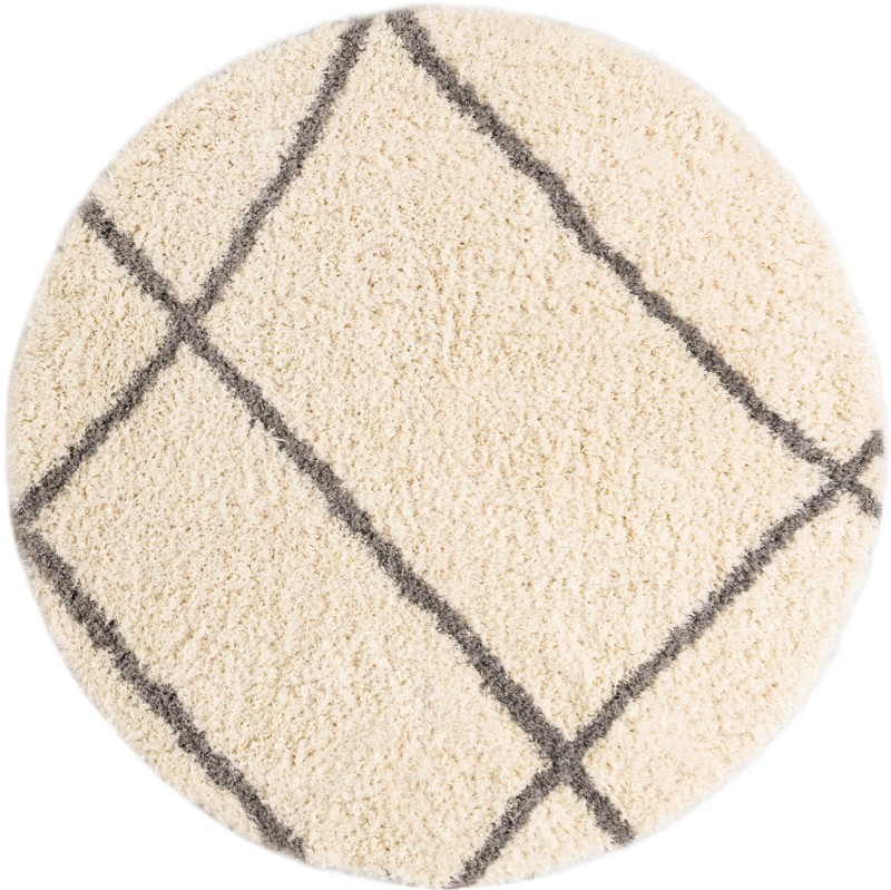 8' x 8' Rockingham · Geometric Shag Rug, pearl and gray