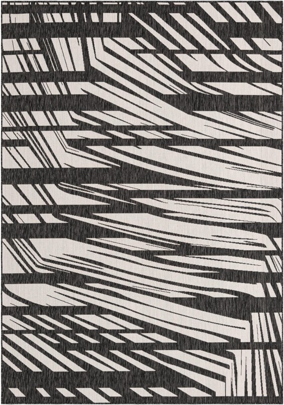 Frasier · Abstract geometric Outdoor Rug, black and white