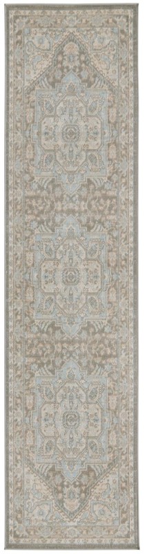 Jessup · Medallion rug, gray, ivory and blue