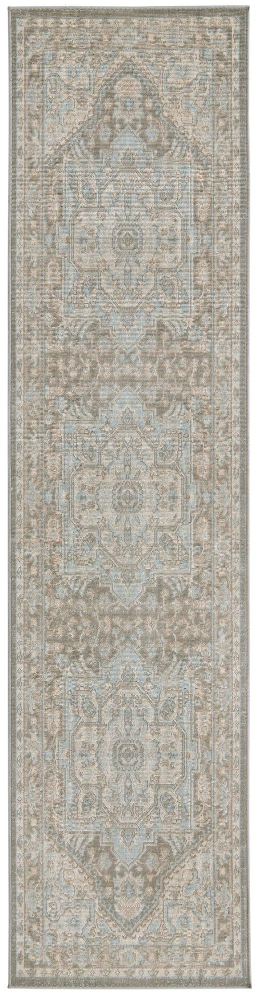 2' x 8' Jessup · Medallion rug, gray, ivory and blue