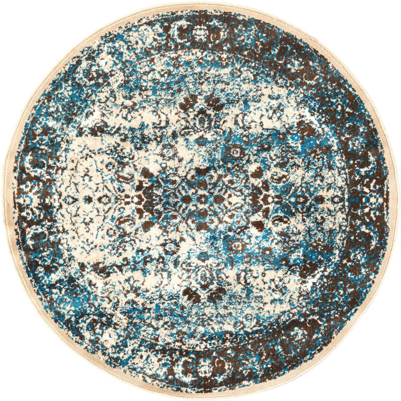 3' 3 x 3' 3 Harley · Distressed medallion rug, blue and brown