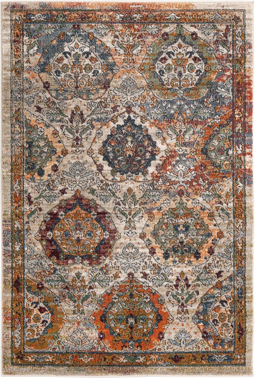 4' x 6' Kirby · Medallion rug, multi and orange