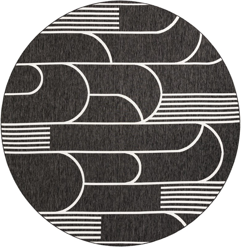 12' x 12' Prudence · Geometric Outdoor Rug, black and white