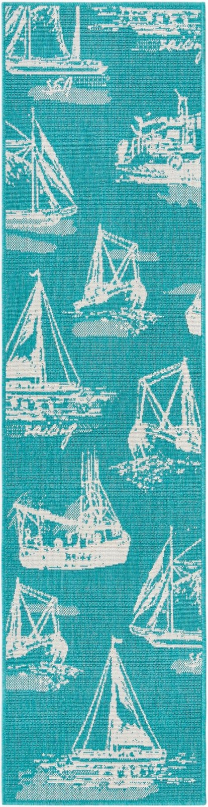 2' x 8' Desmond · Pictoral Outdoor Rug, teal