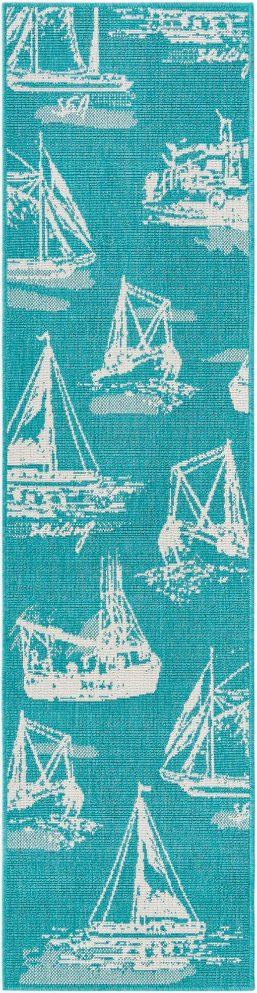 2' x 8' Desmond · Pictoral Outdoor Rug, teal