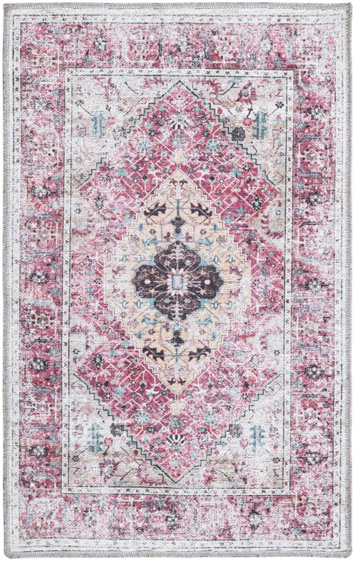 2' x 3' Trillium · Medallion Washable Rug, coral and ivory