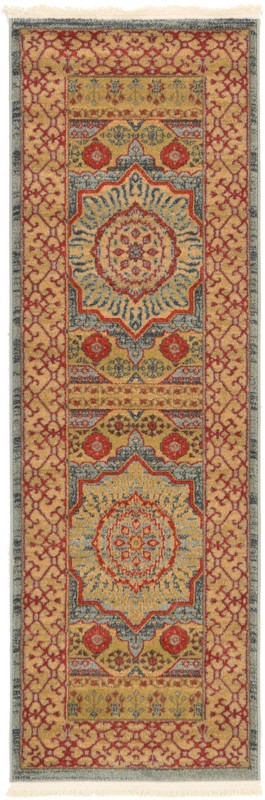 2' x 6' Nesbitt · Medallion rug, gold and red