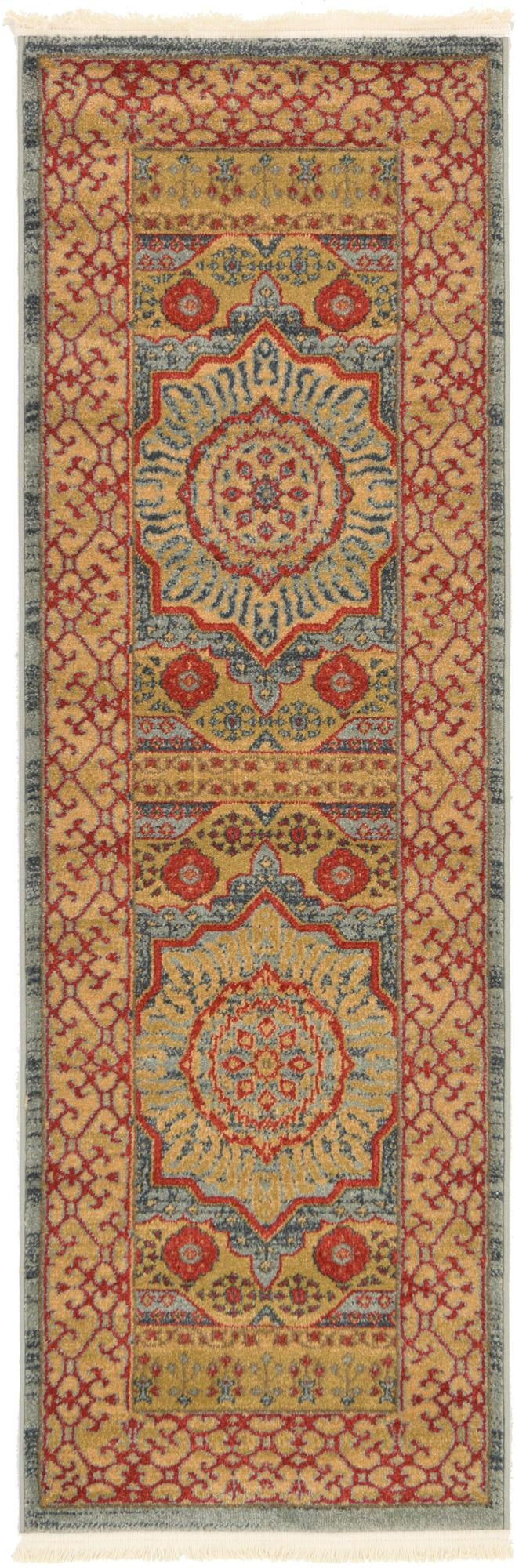 2' x 6' Nesbitt · Medallion rug, gold and red