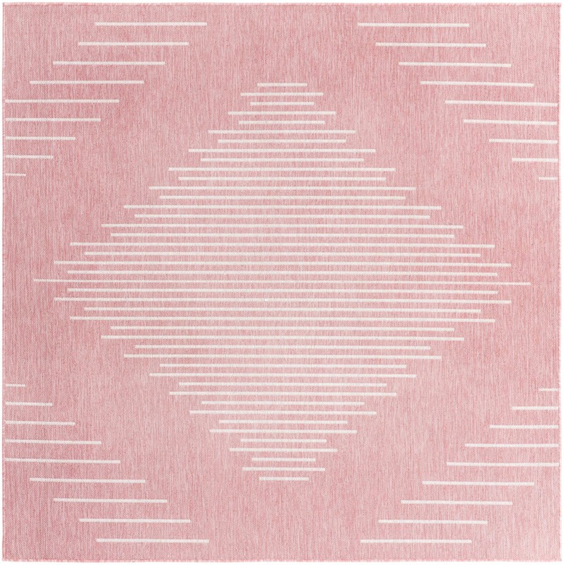 10' 8 x 10' 8 Harlow · Geometric diamond Outdoor Rug, pink and ivory