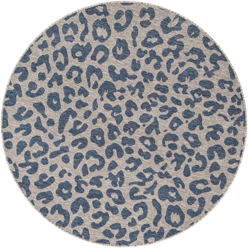 5' 3 x 5' 3 Cardamom · Leopard Outdoor Rug, blue