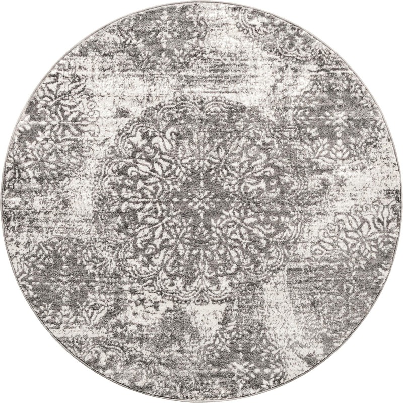 5' 3 x 5' 3 Blakemore · Distressed medallion rug, gray and ivory