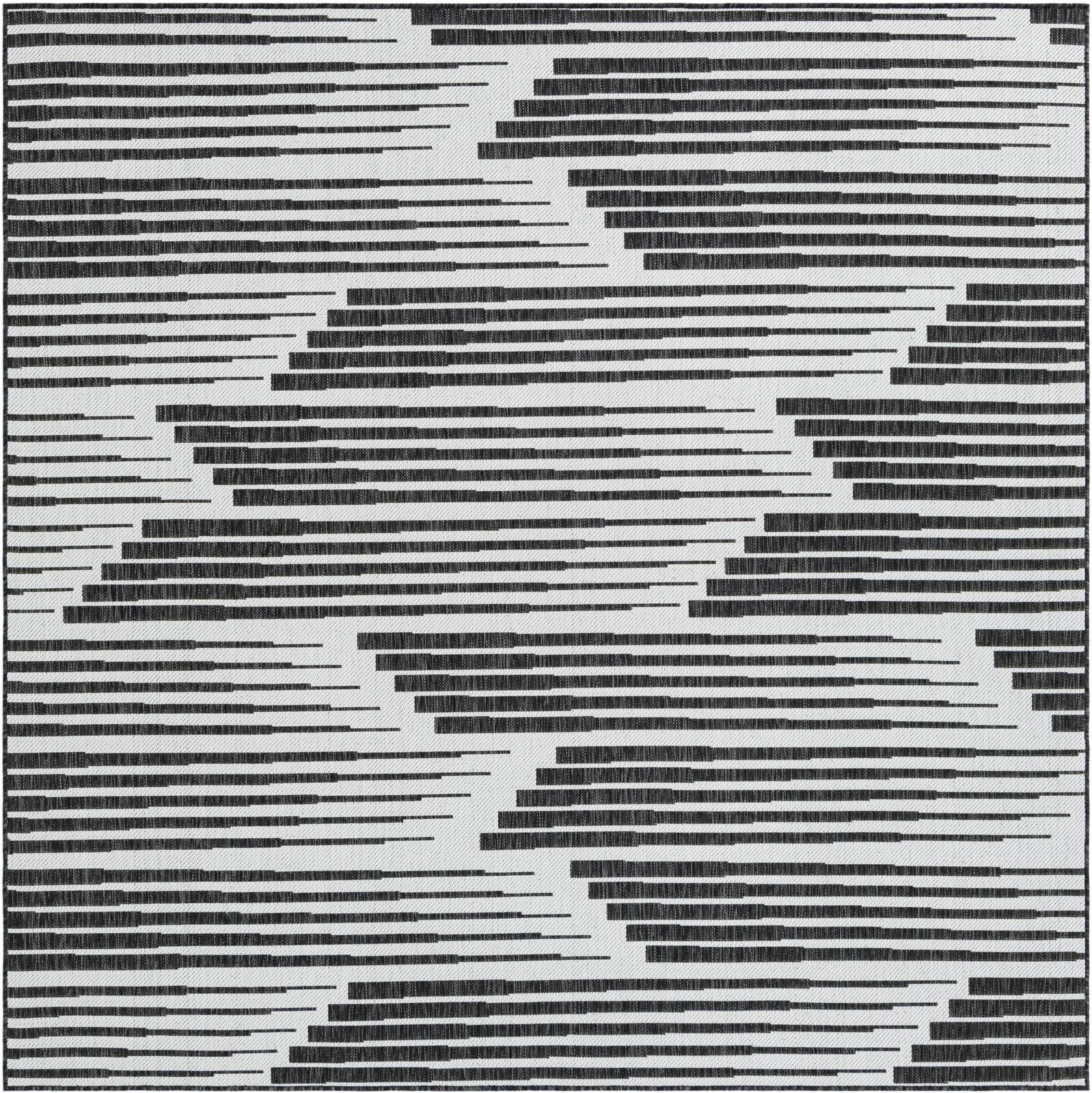 7' 10 x 7' 10 Flax · Abstract Outdoor Rug, black and white