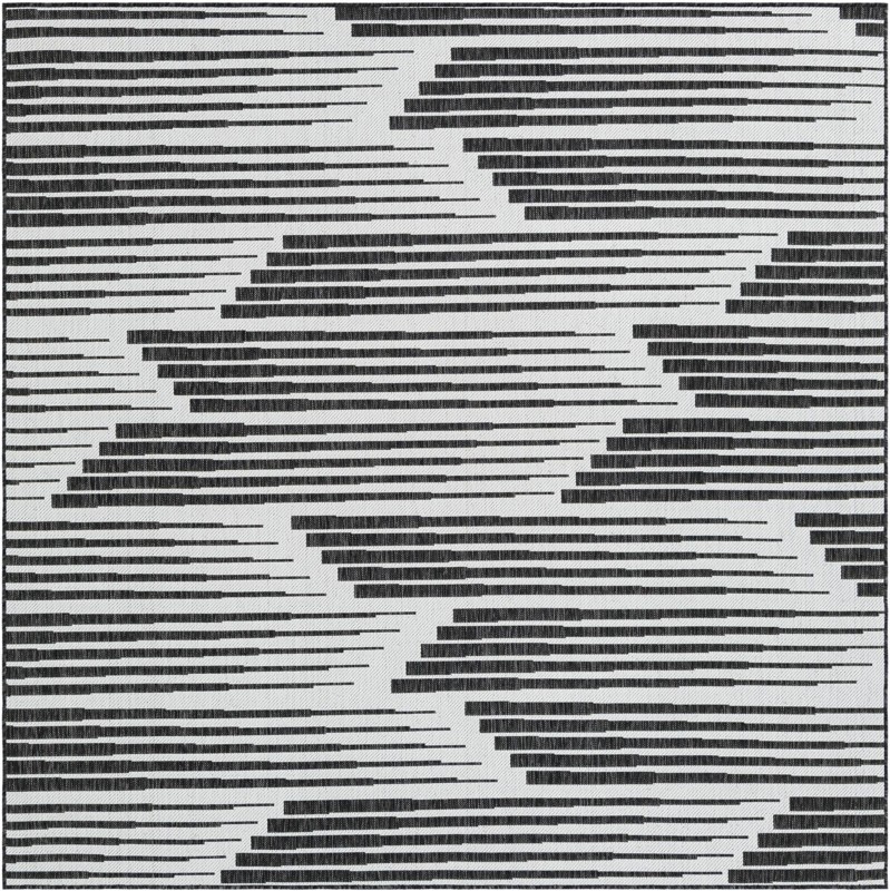 Flax · Abstract Outdoor Rug, black and white