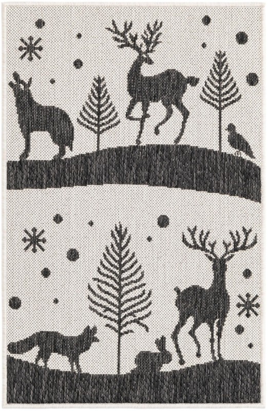 2' x 3' Cashel · Pictoral Outdoor Rug, black and white