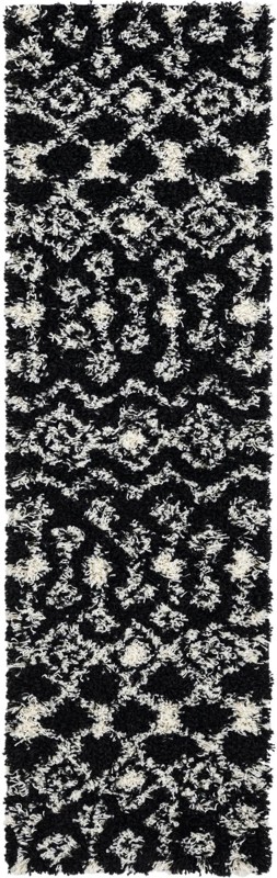 Bayley · Geometric shag rug, black and cream