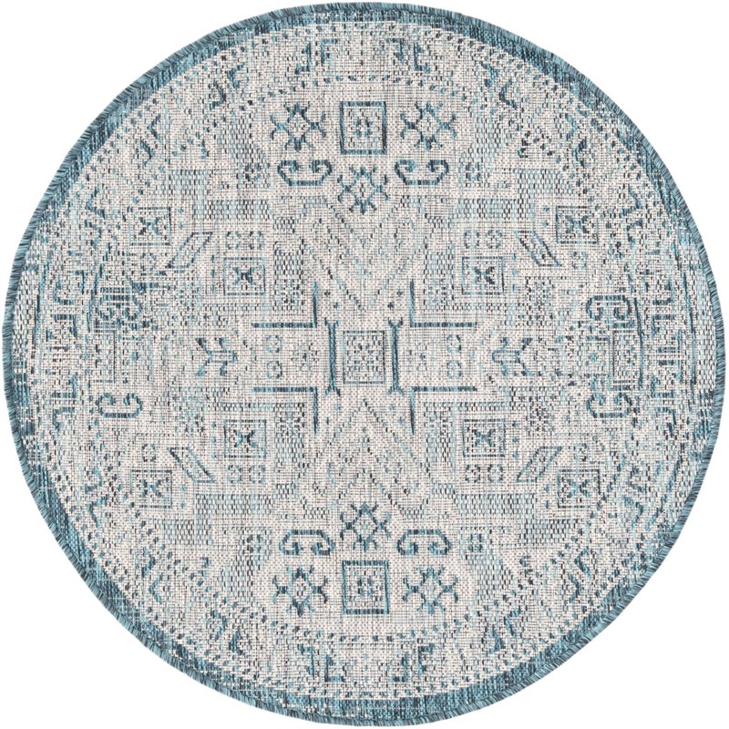 3' x 3' Estuary · Medallion Outdoor Rug, teal