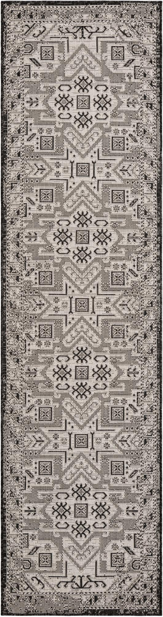 2' 7 x 10' Estuary · Border Outdoor Rug, charcoal gray