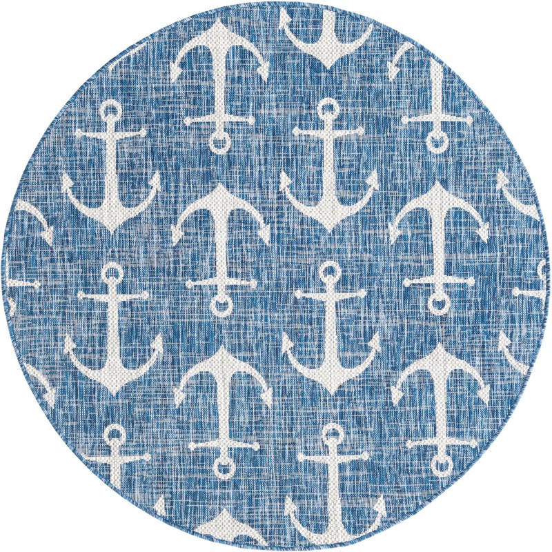 5' 3 x 5' 3 Millbrook · Anchor Outdoor Rug, blue and ivory