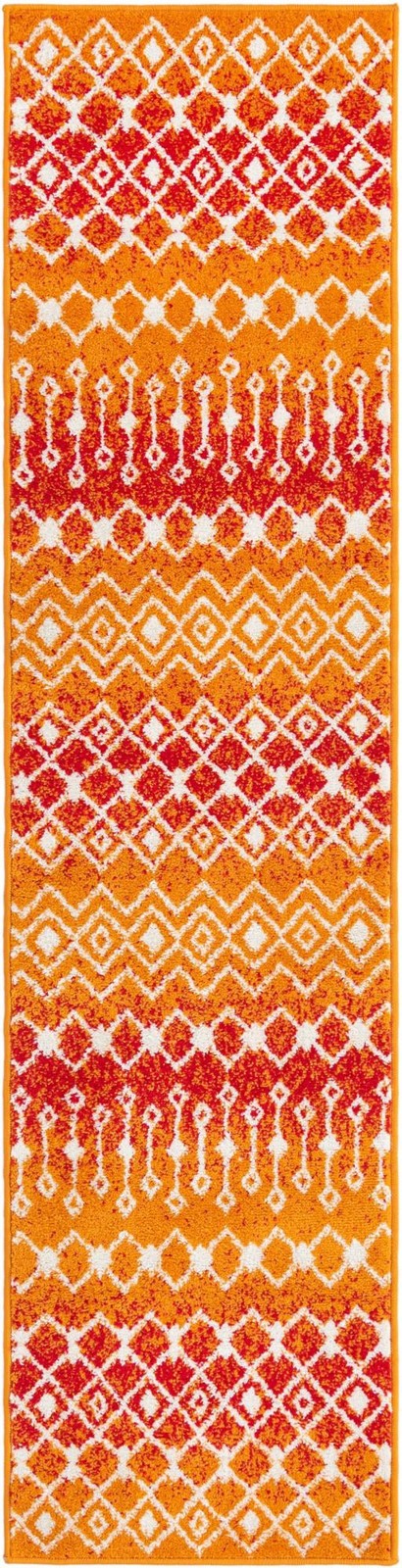 2' x 8' Boswell · Geometric diamond rug, orange and ivory