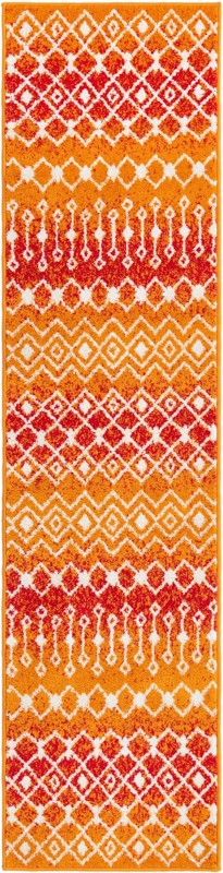 Boswell · Geometric diamond rug, orange and ivory