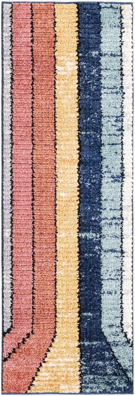 2' x 6' Rosewood · Lines rug, multi