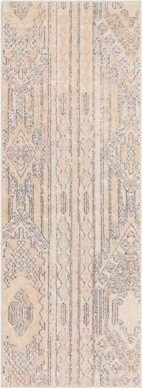 2' x 6' Cardinal · Tribal geometric rug, ivory and gray