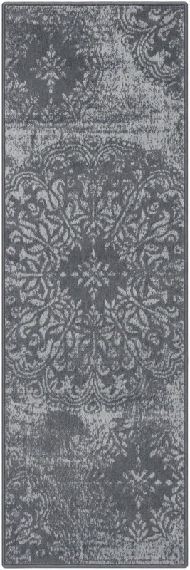 2' x 6' Blakemore · Distressed medallion rug, slate and grey