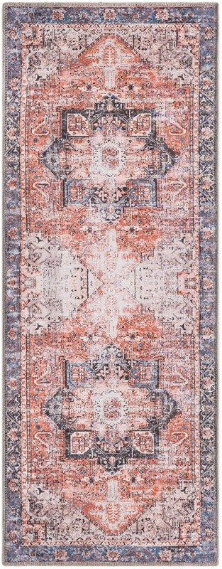 2' x 5' Travers · Medallion rug, rust and navy