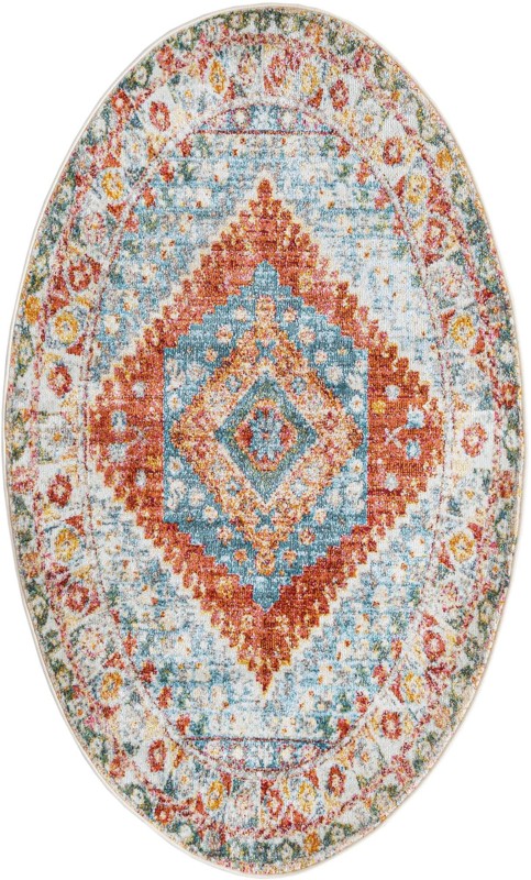 Louisa · Diamond medallion rug, rust and blue