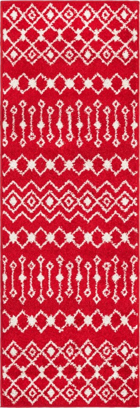 2' x 6' Boswell · Geometric trellis rug, burgundy and ivory