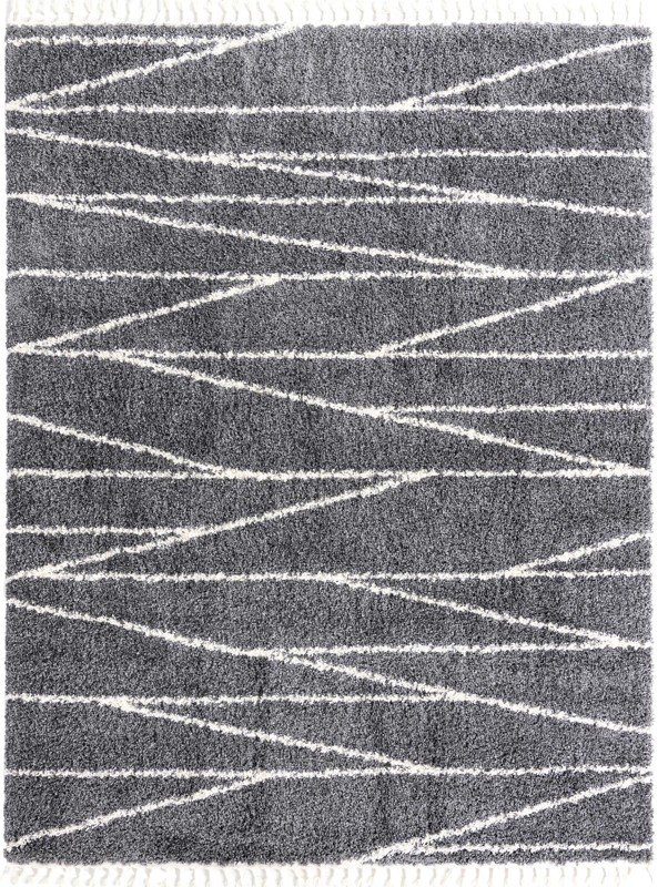 9' x 12' Edenton · Linear shag rug, gray and ivory