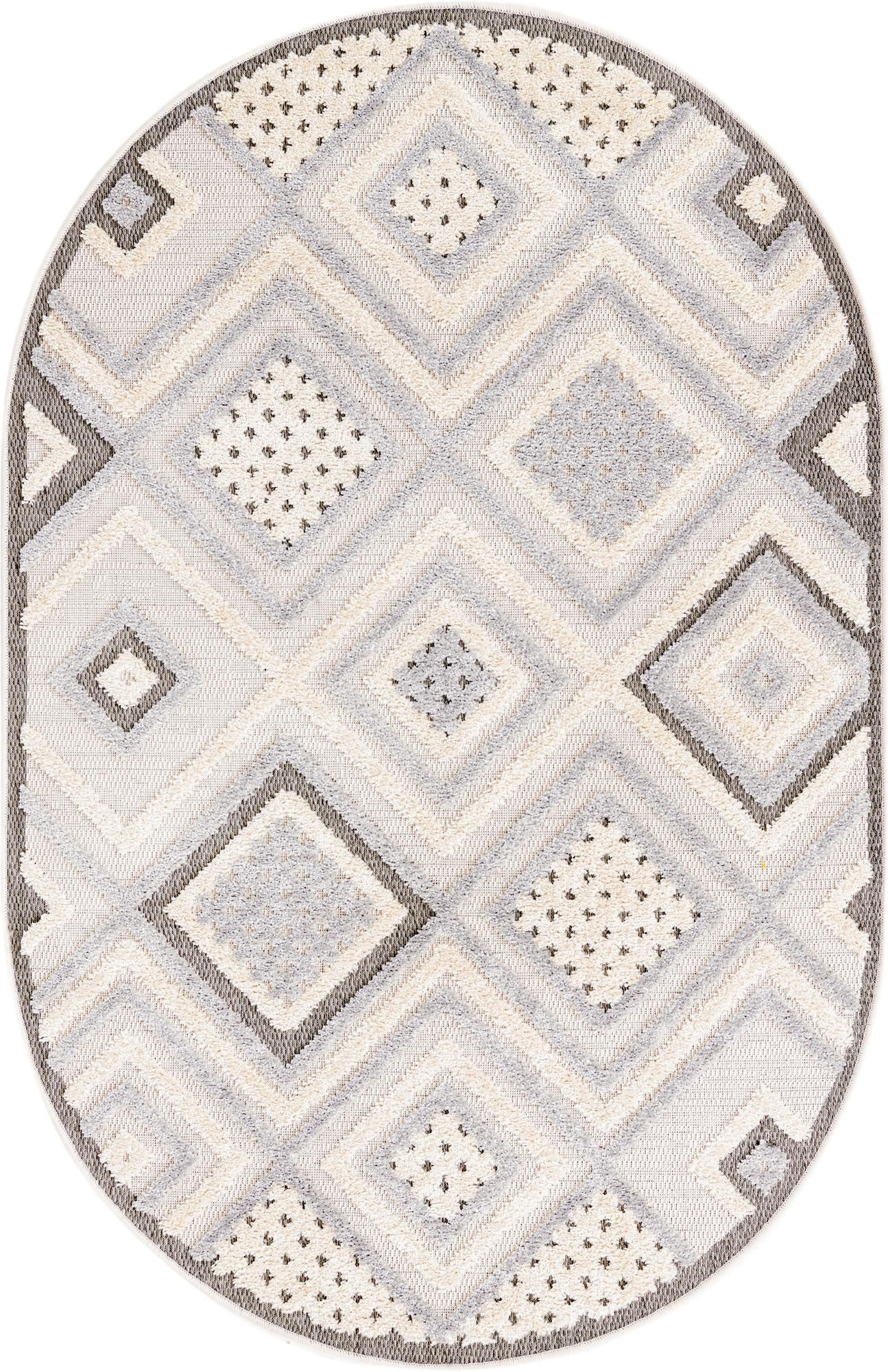 4' x 6' Crowley · Diamond geometric rug, beige and gray
